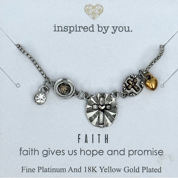 🙏🏻 New Inspired by You Faith Bracelet Fine Platinum & 18k Gold Plated Adjustable - Picture 1 of 2